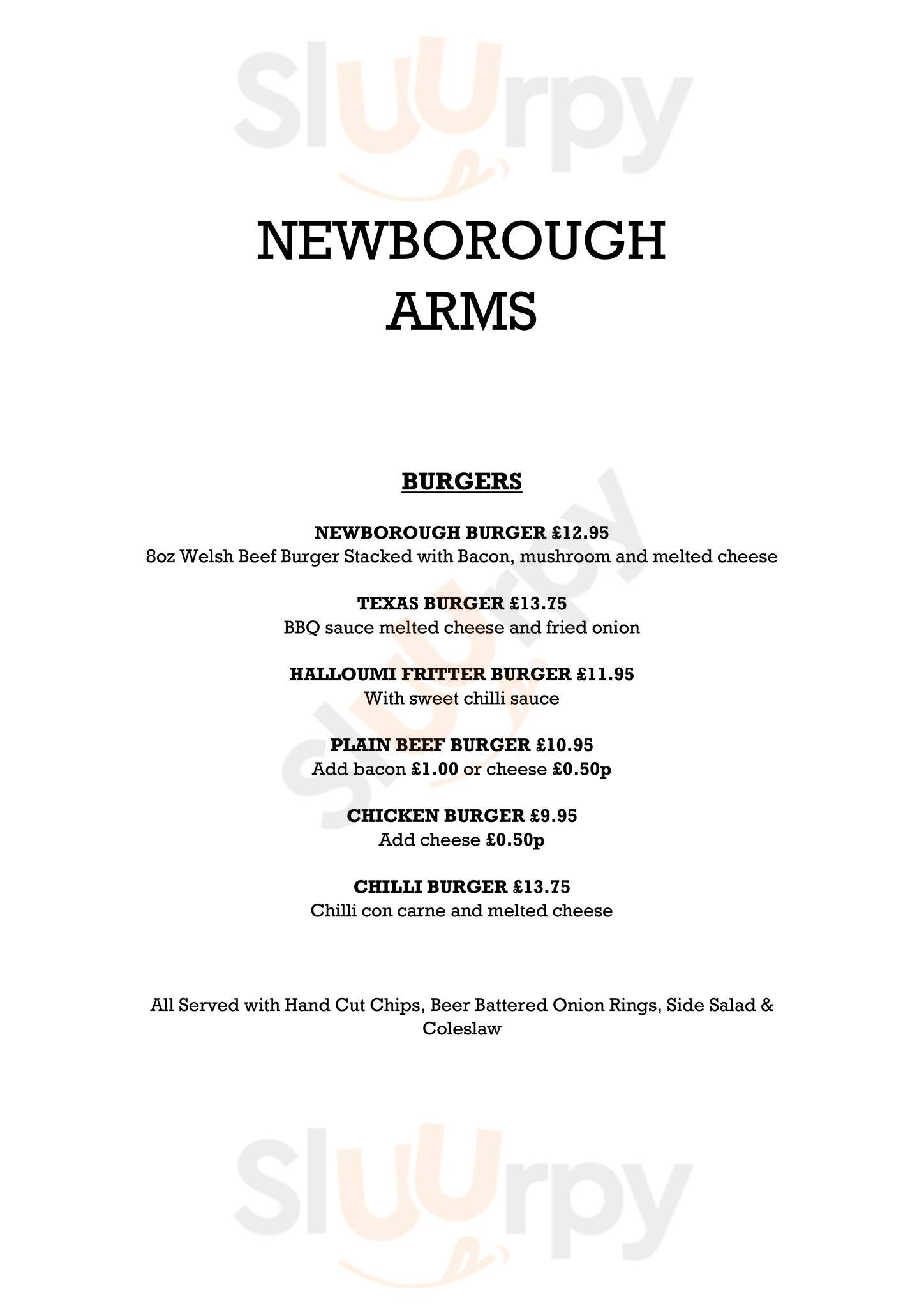 The Newborough Arms menù Bontnewydd Main Menu Sluurpy