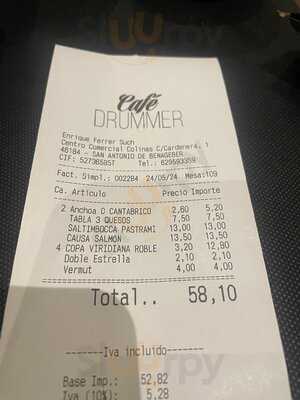 Café Drummer menu