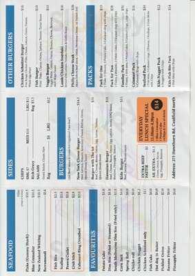 Corner Hot Fish & Chips menu