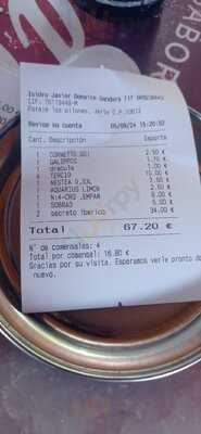 Merendero Garganta De Los Infiernos menu