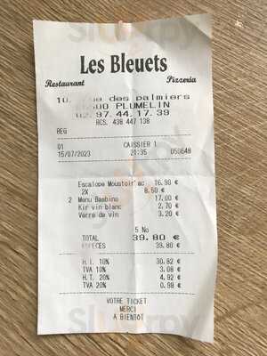 Les Bleuets menu