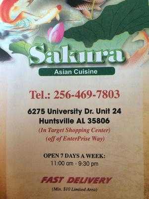 Sakura Asian Cuisine, Huntsville