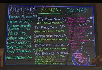 Bg's Bar And Gril menu