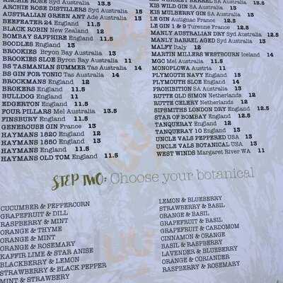 Glasshouse Cafe menu