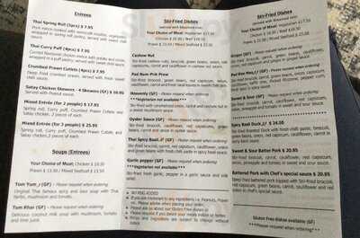 Exeter Pub menu