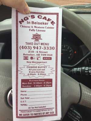 Ng's Cafe In Beiseker menu