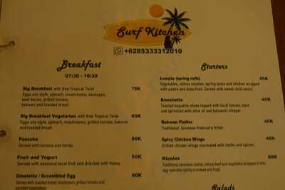 Surf Kitchen menu