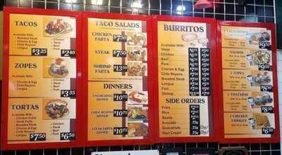 El Famous Burrito menu