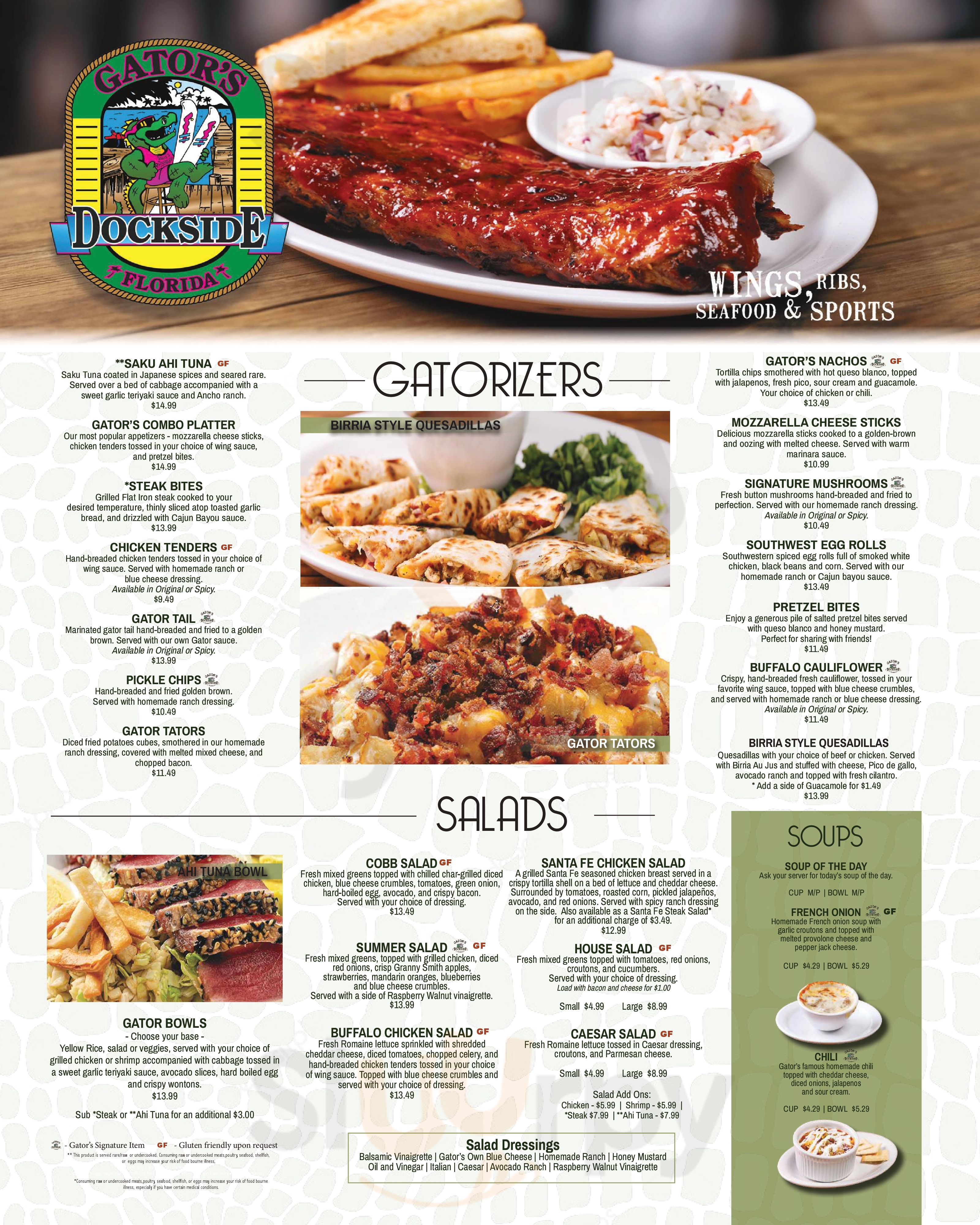 Main Menu - Gator's Dockside O-town West