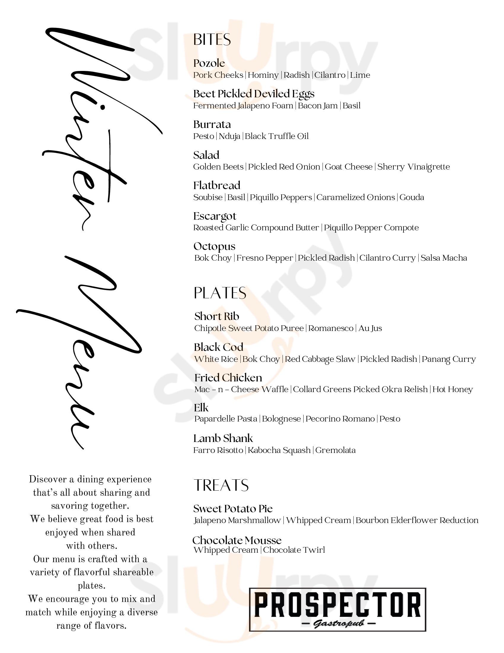 Prospector Breckenridge Menu - 1