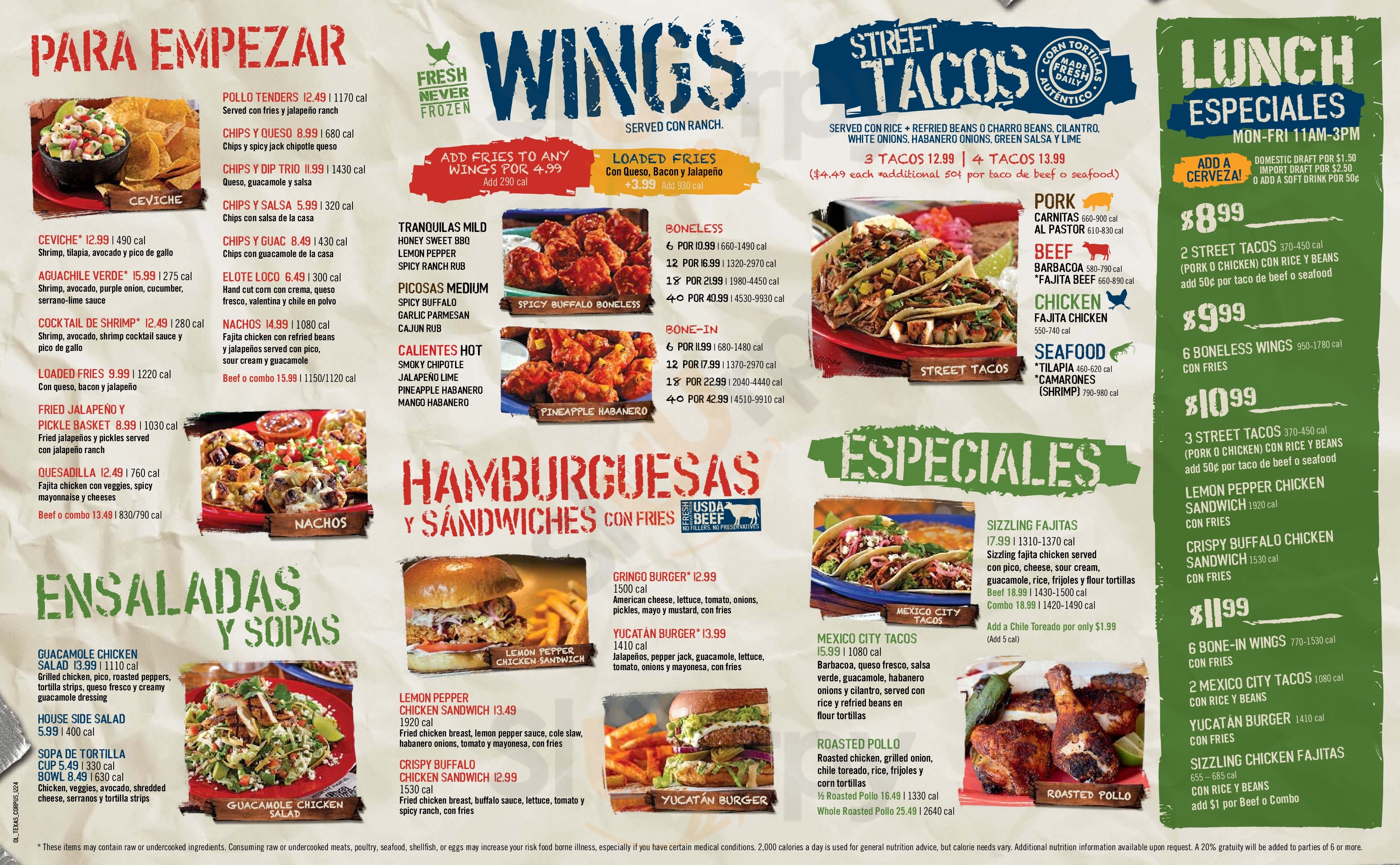 Main Menu - Ojos Locos South Fort Worth