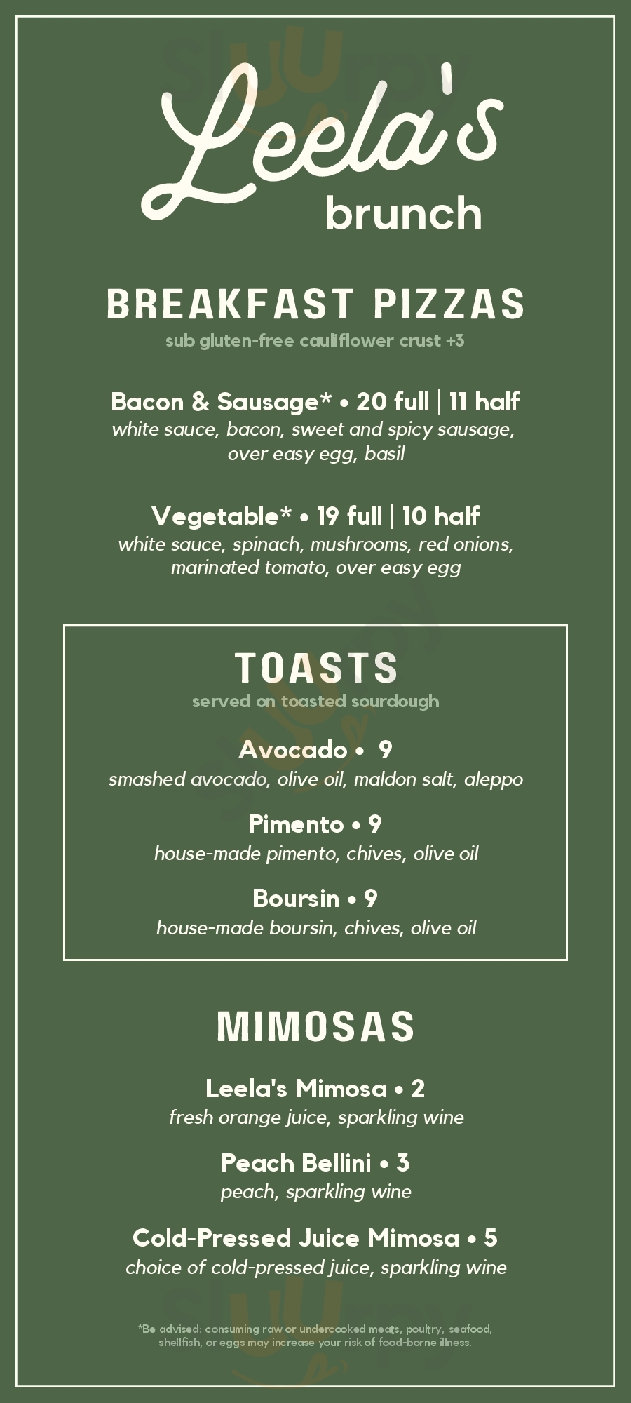 Main Menu - Leela's Pizza & Wine Bar - Uptown