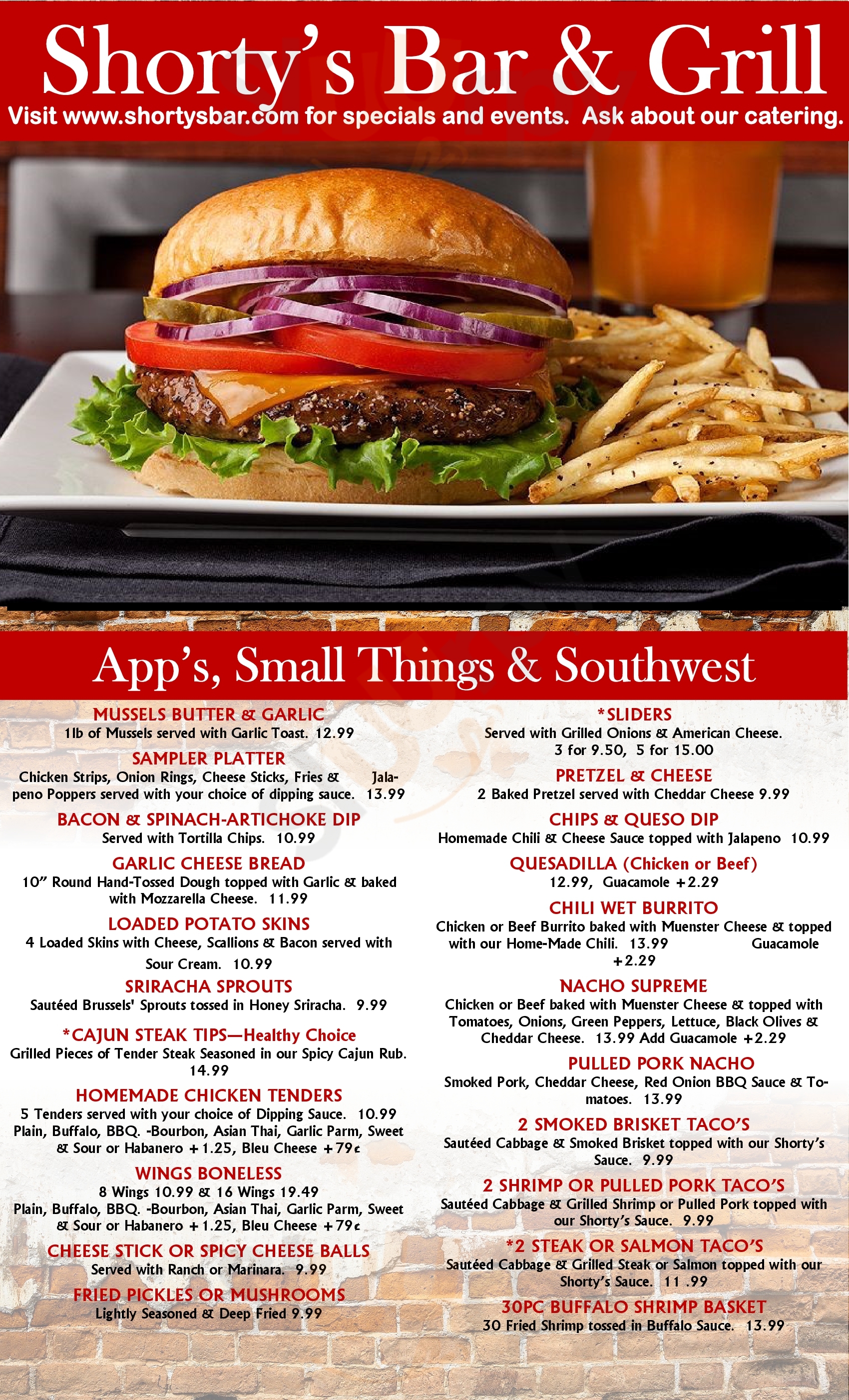 Main Menu - Shorty's Sports Bar