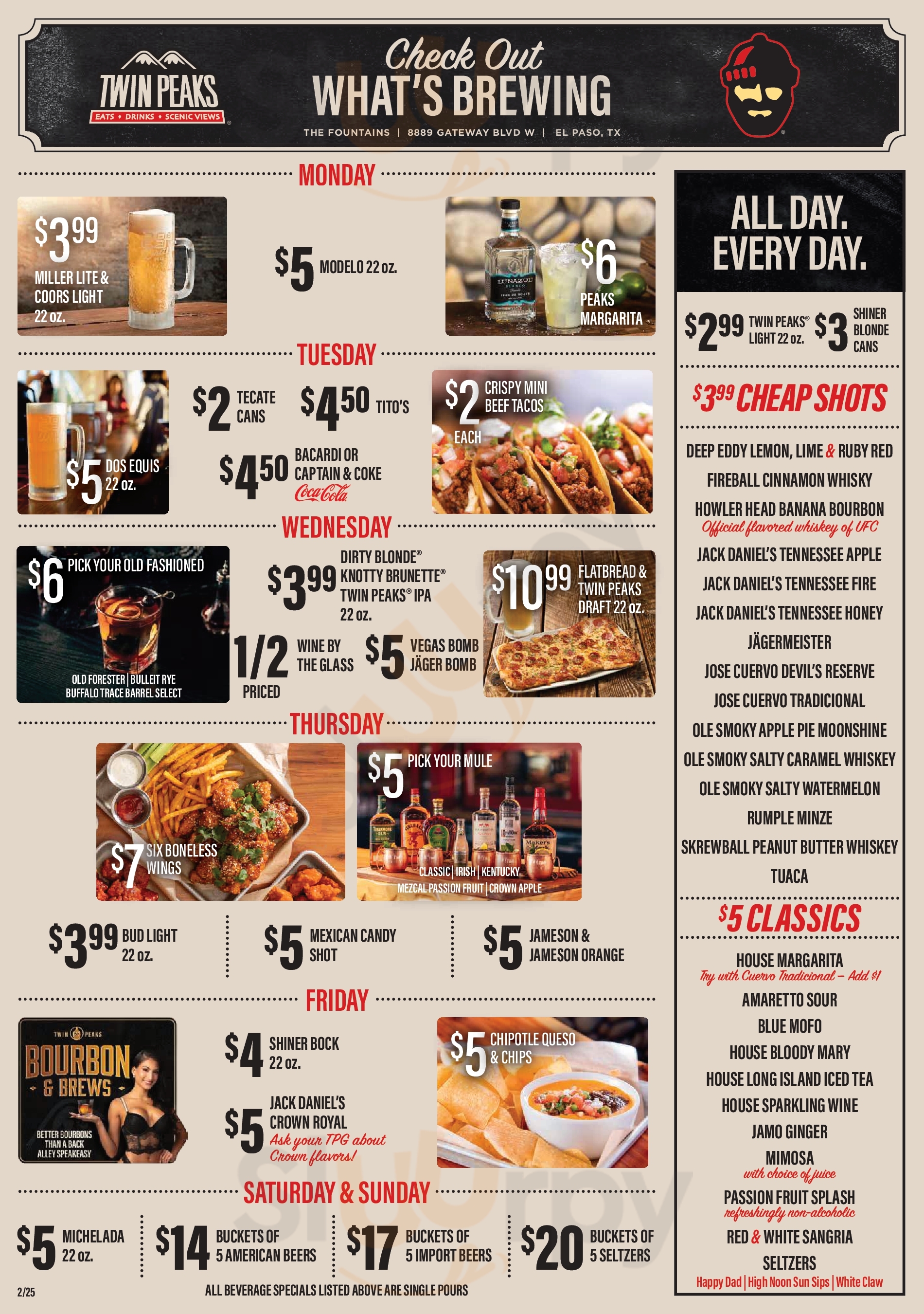 Main Menu - Twin Peaks Restaurants