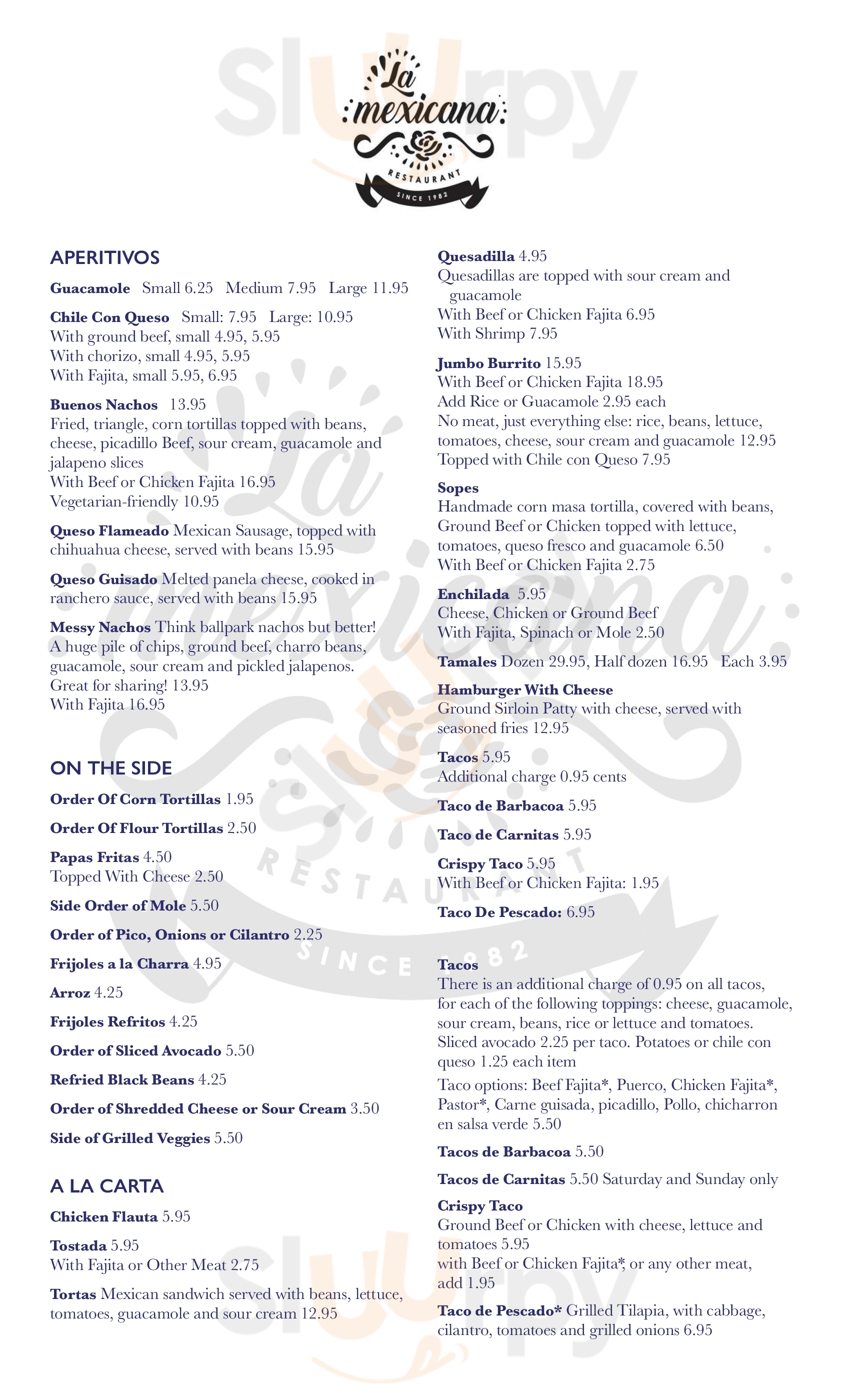 Main Menu - Nadines Mexican Restaurant