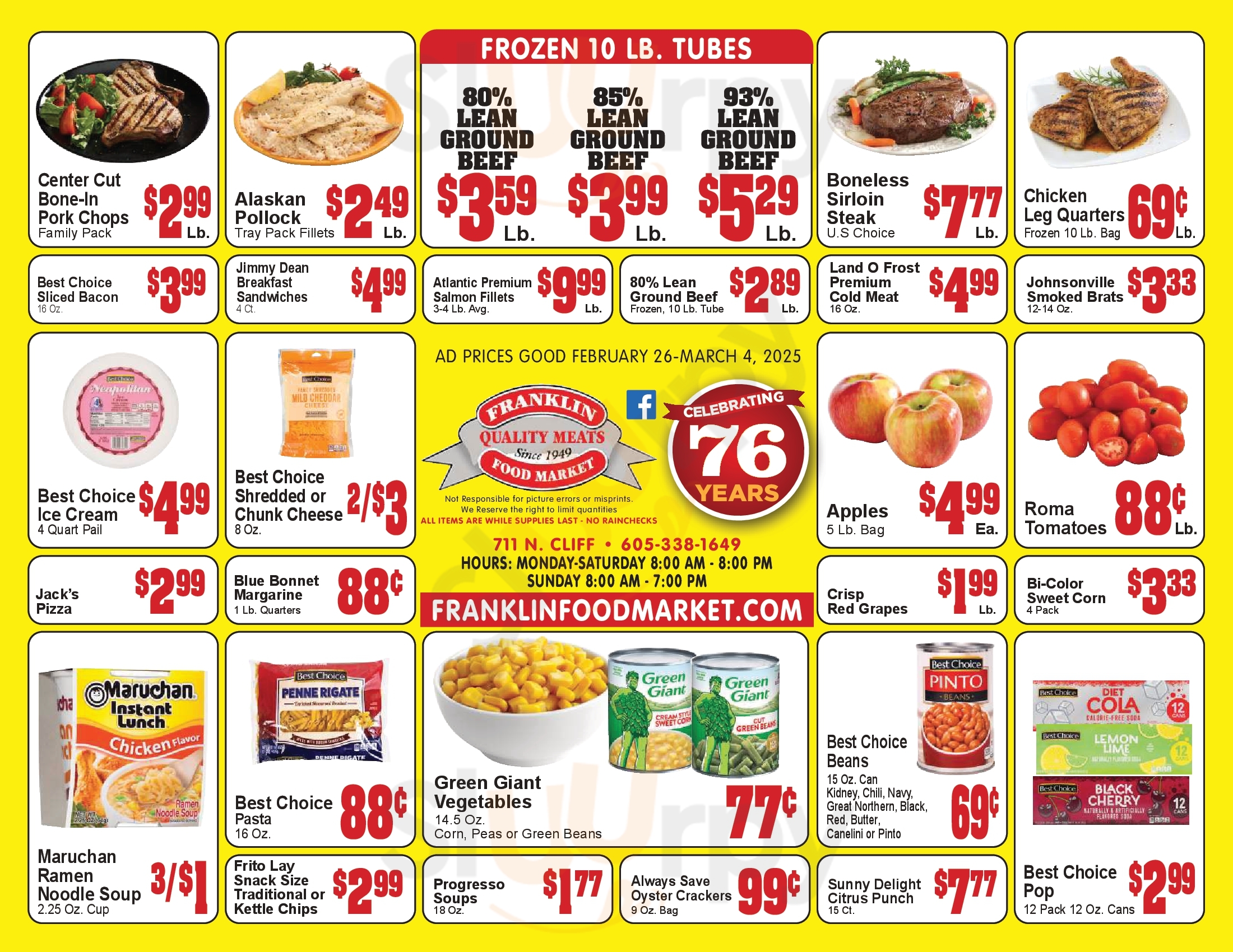 Main Menu - Franklin Food Market