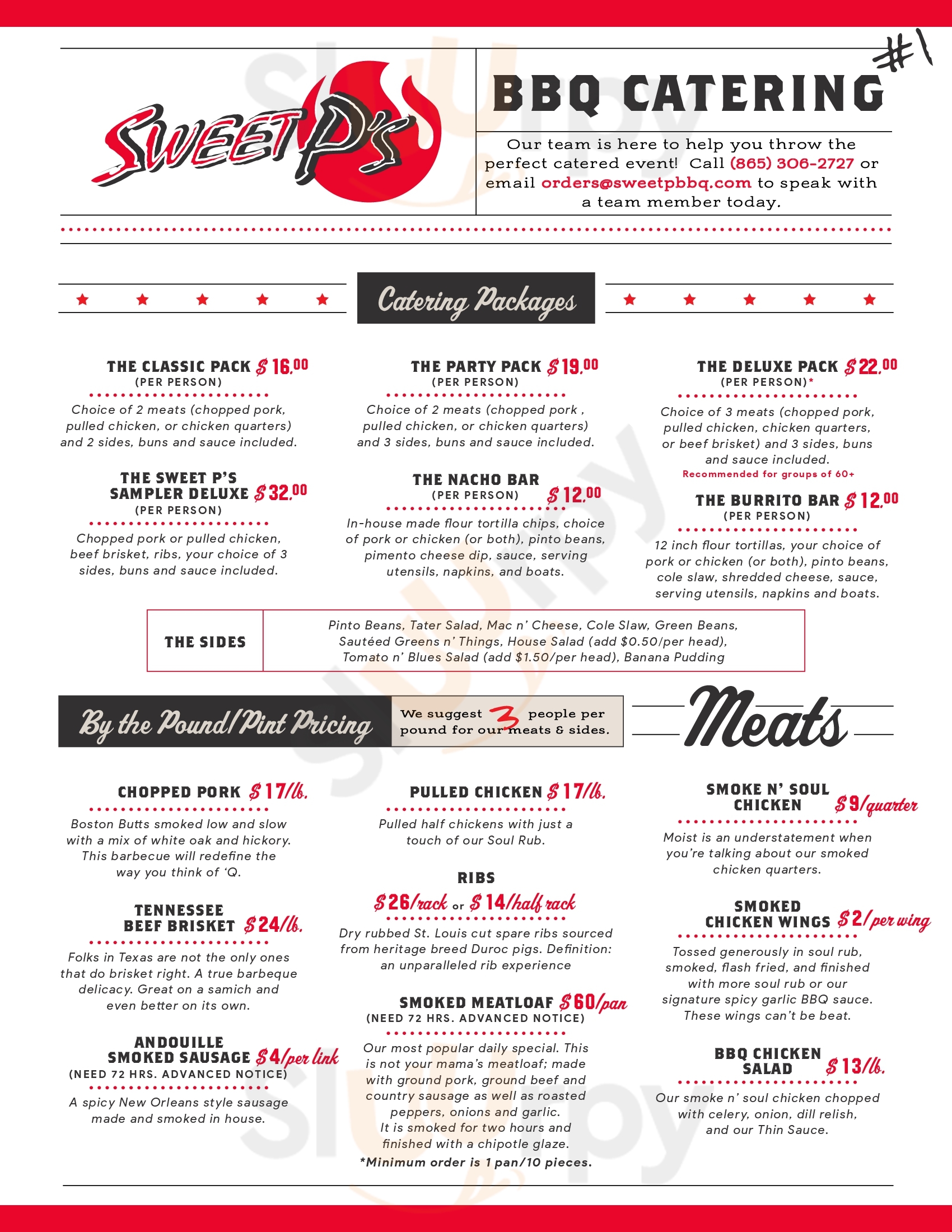 Main Menu - Sweet P's Uptown Corner