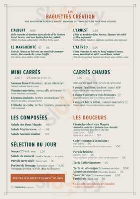 Comptoirs Les Deux Magots menu