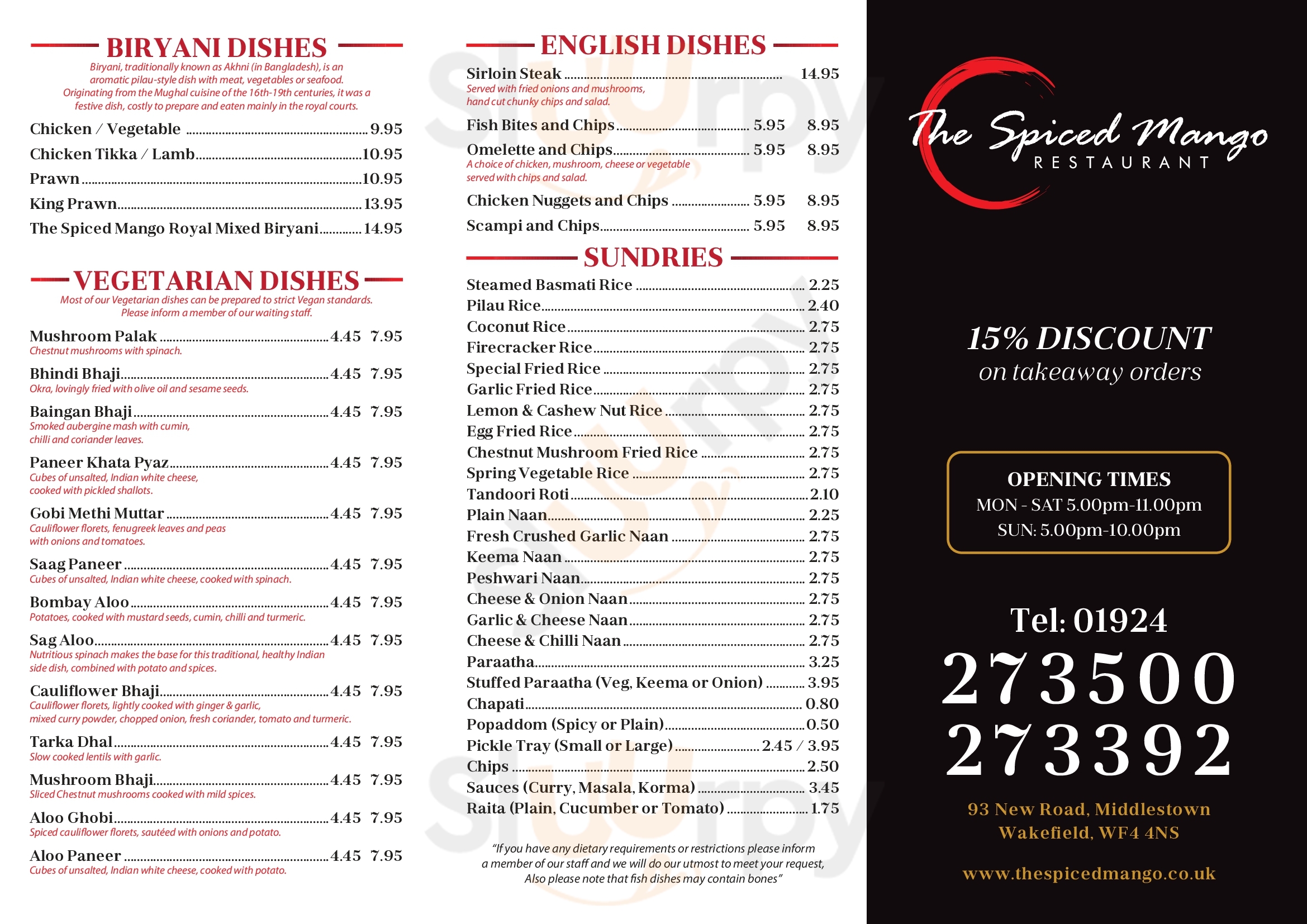 Main Menu - Sweet Chillies Restaurant