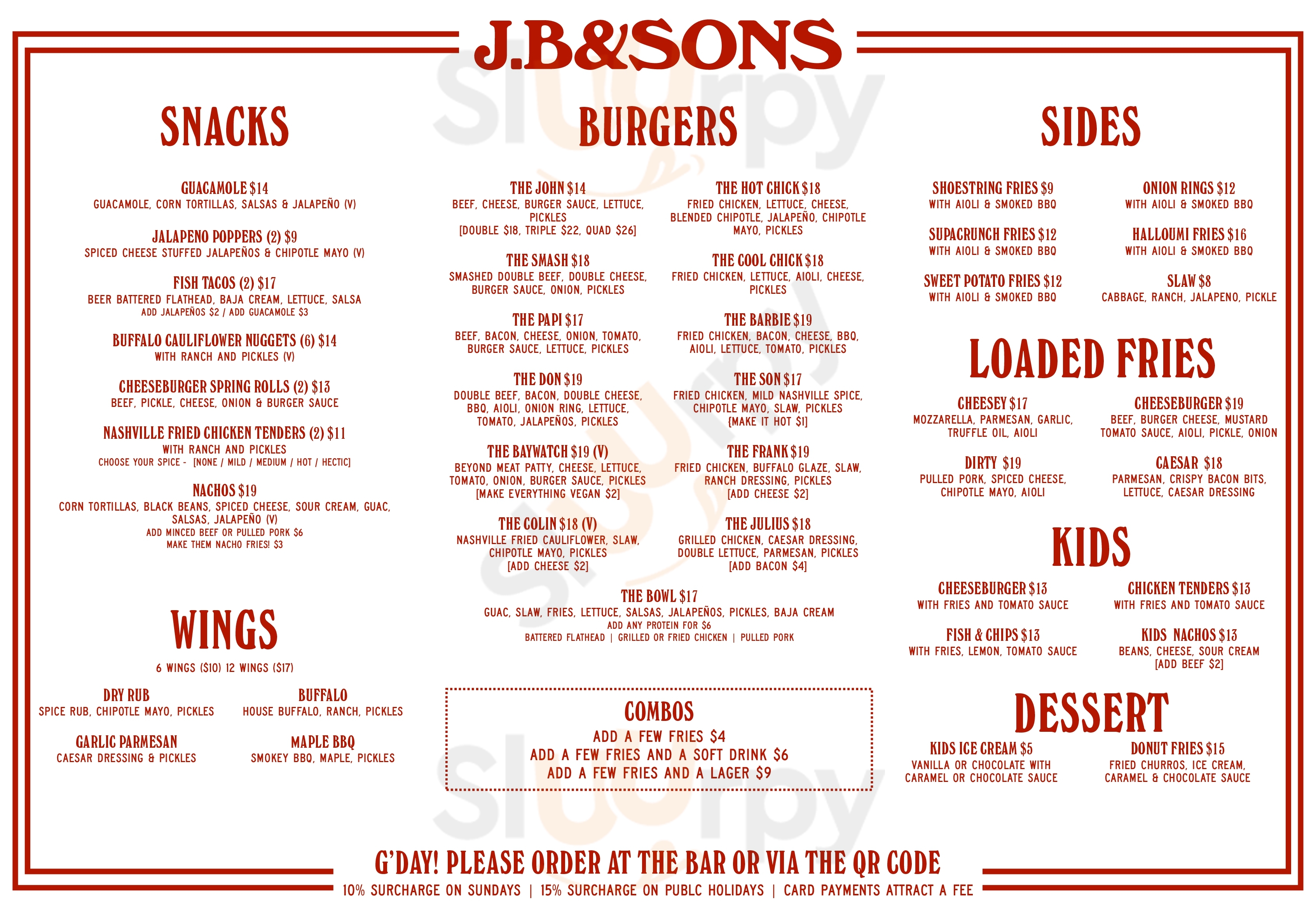 Main Menu - Jb & Sons