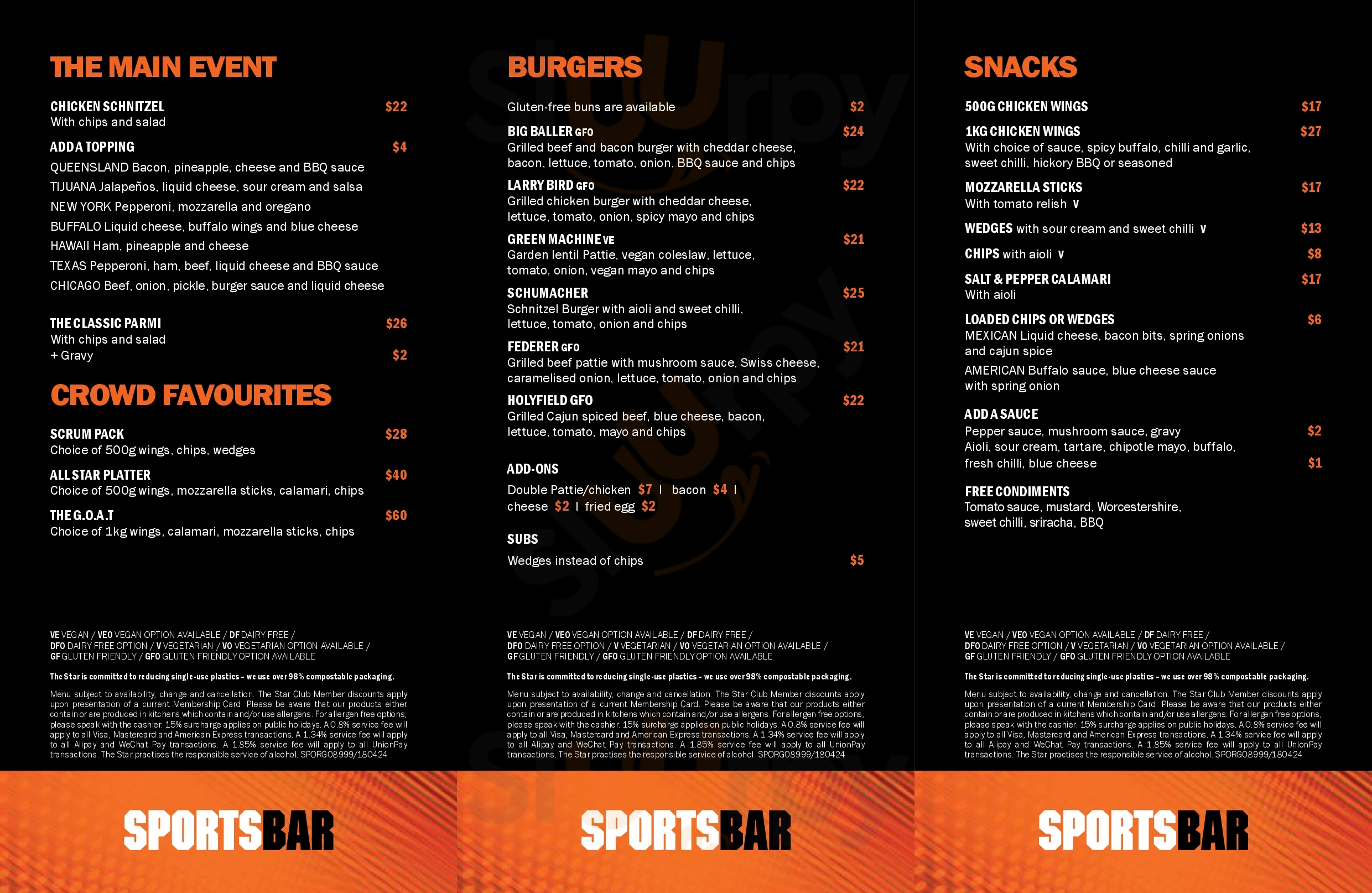 Sports Bar Broadbeach Menu - 1