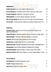 Bandita Mexican Restaurant & Bar Noosa menu