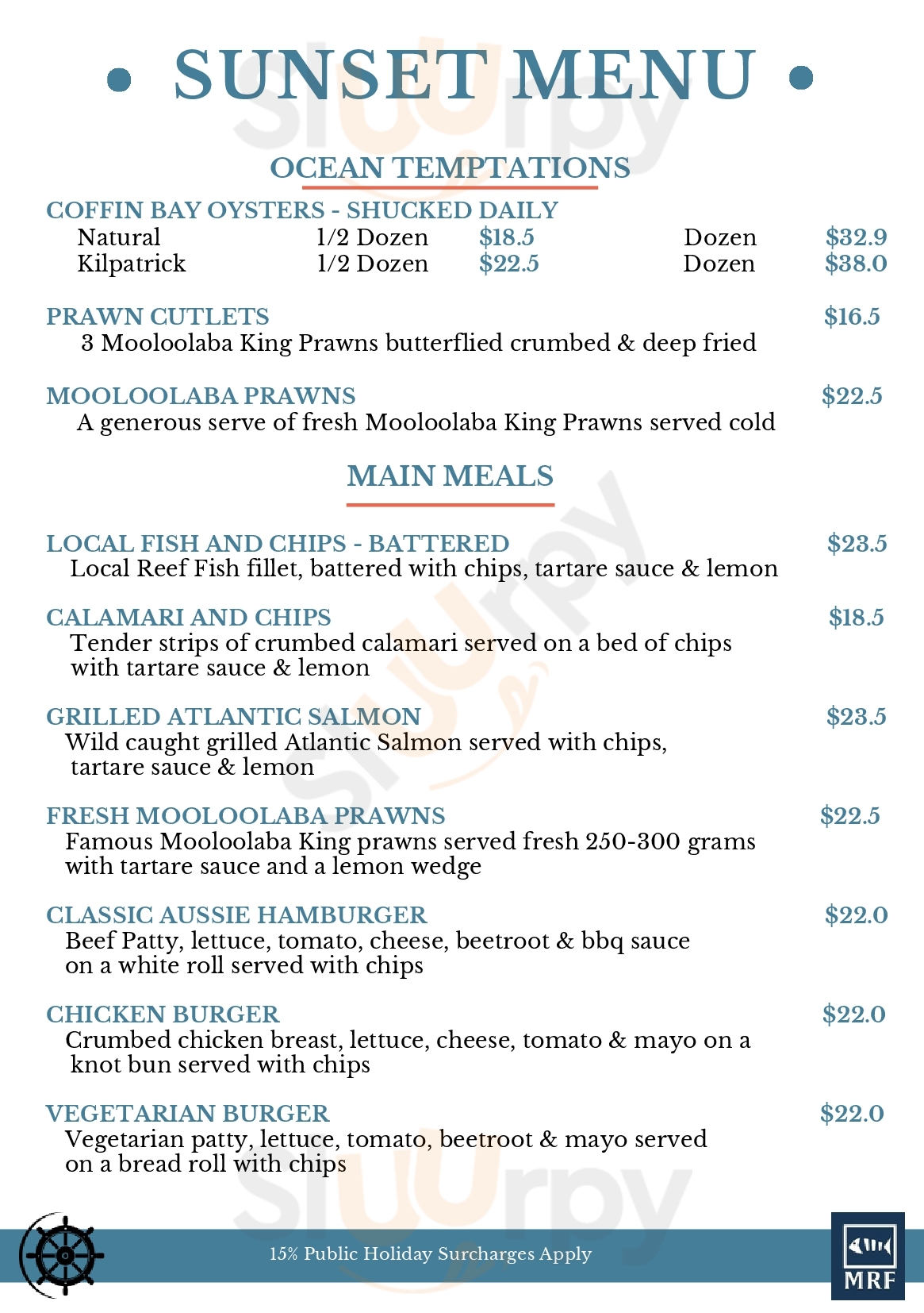 Main Menu - Coastal Cruises Mooloolaba
