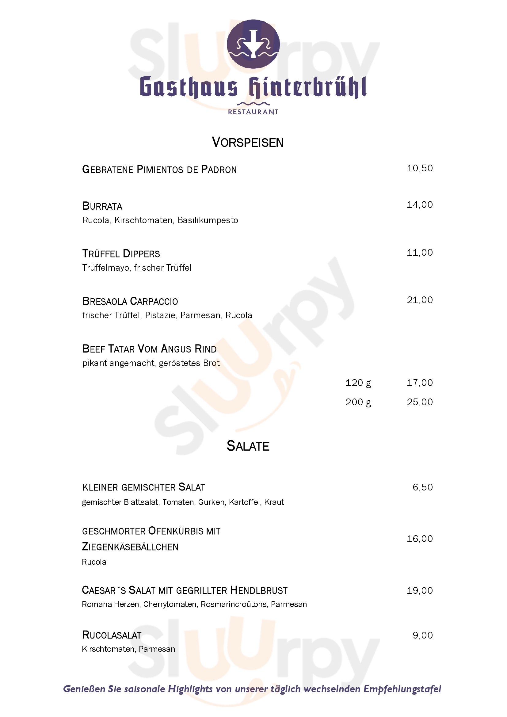 Gasthof Hinterbrühl Salzburg Menu - 1