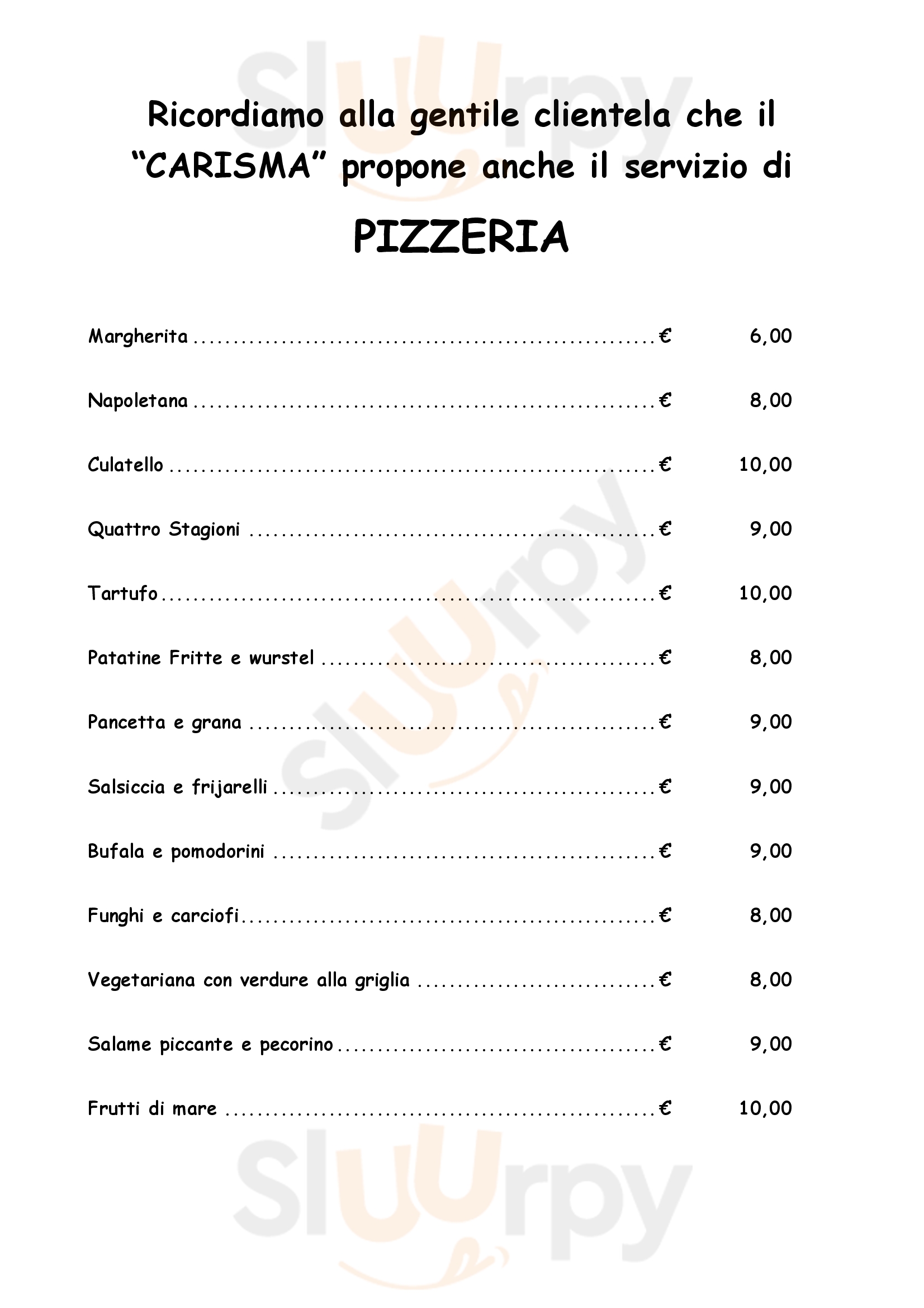 Charisma Cafe Sas (bar, Pizzeria, Restaurant) Cittanova Menu - 1