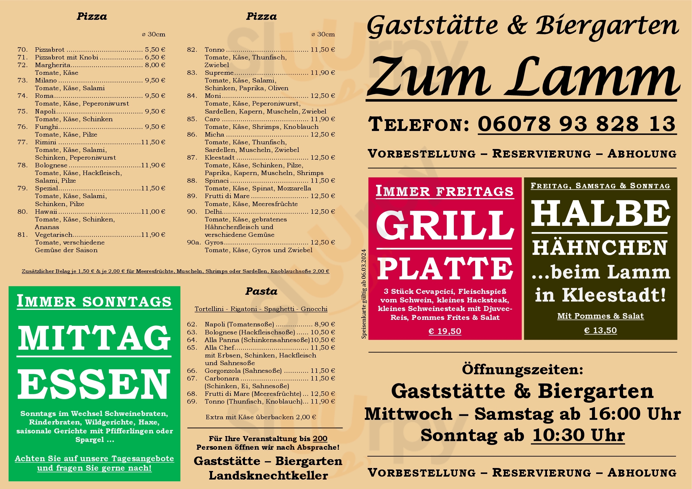 Gaststätte & Biergarten Zum Lamm • Landsknechtkeller Groß-Umstadt Menu - 1