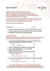 Restaurant Mijou menu
