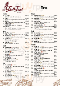 Thai Food menu
