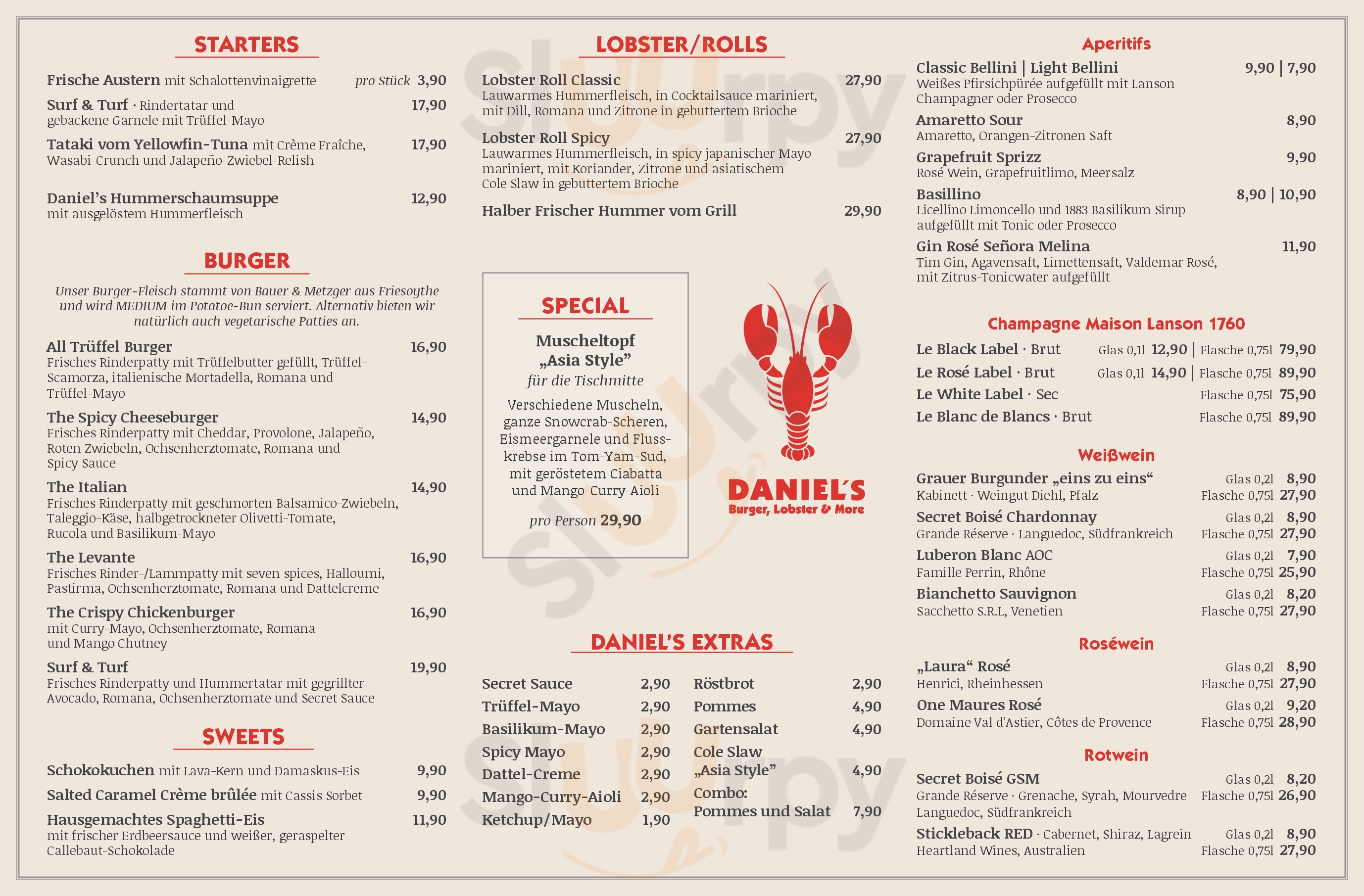 Main Menu - Daniel's Burger, Lobster& More