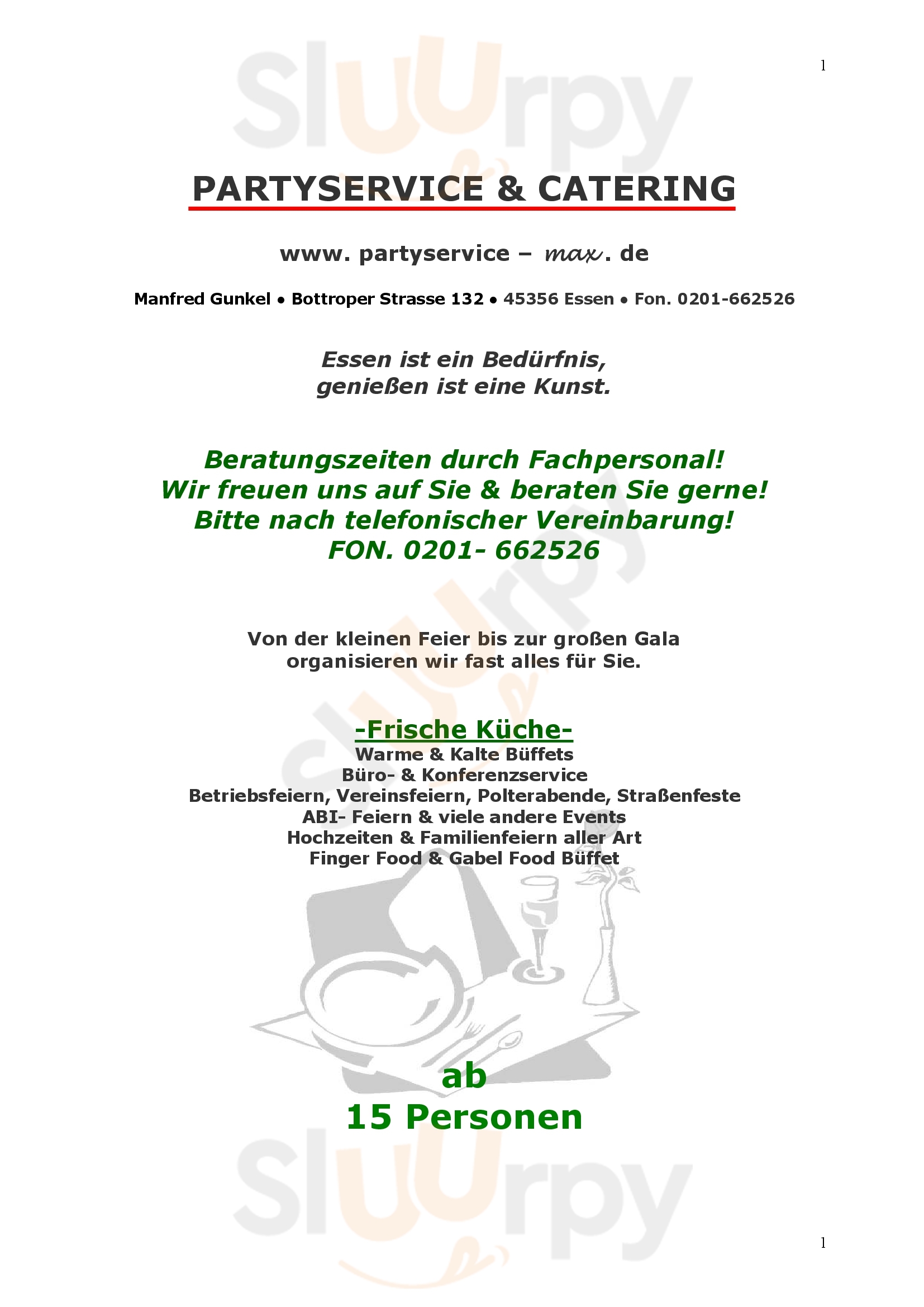 Main Menu - Max Partyservice