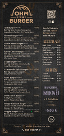 Ohm Street Burger menu