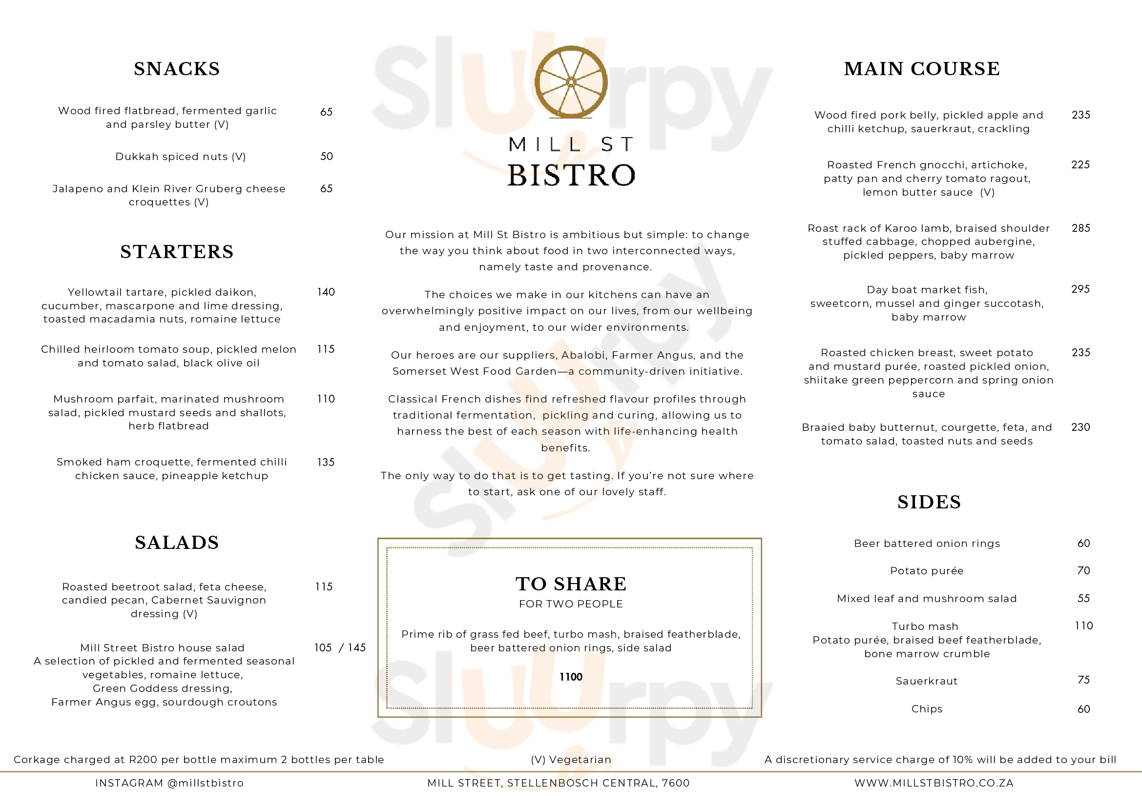 Mill St Bistro Elsenburg Menu - 1