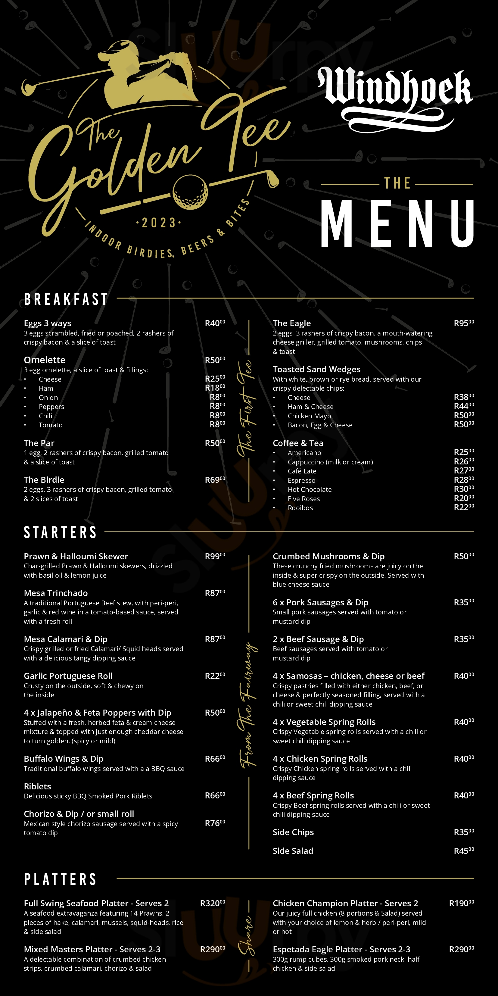 The Golden Tee Sandton Menu - 1