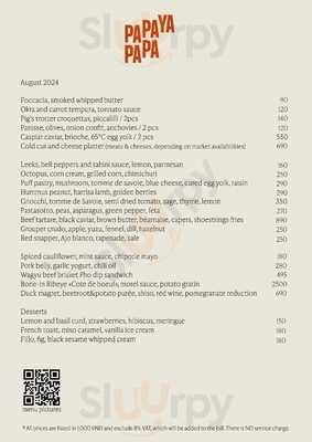 Papaya Papa menu