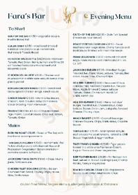 Fara's Bar & Restaurant menu