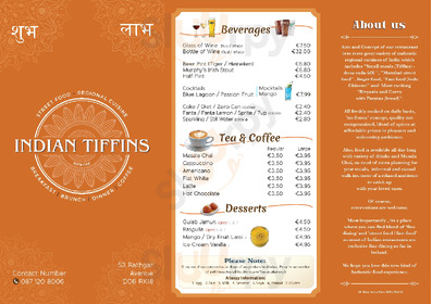Indian Tiffins 2- Rathgar menu