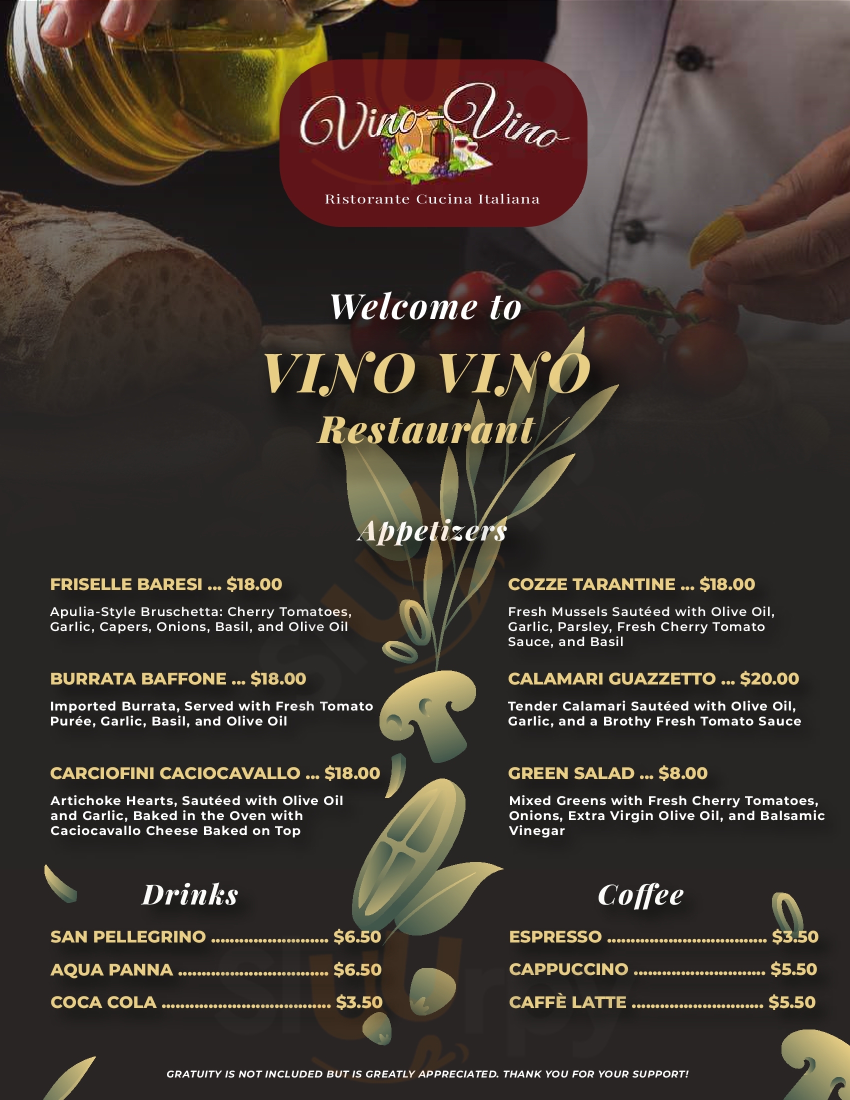 Main Menu - Vino Vino Restaurant