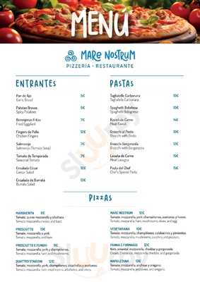 Mare Nostrum Pizzería menu