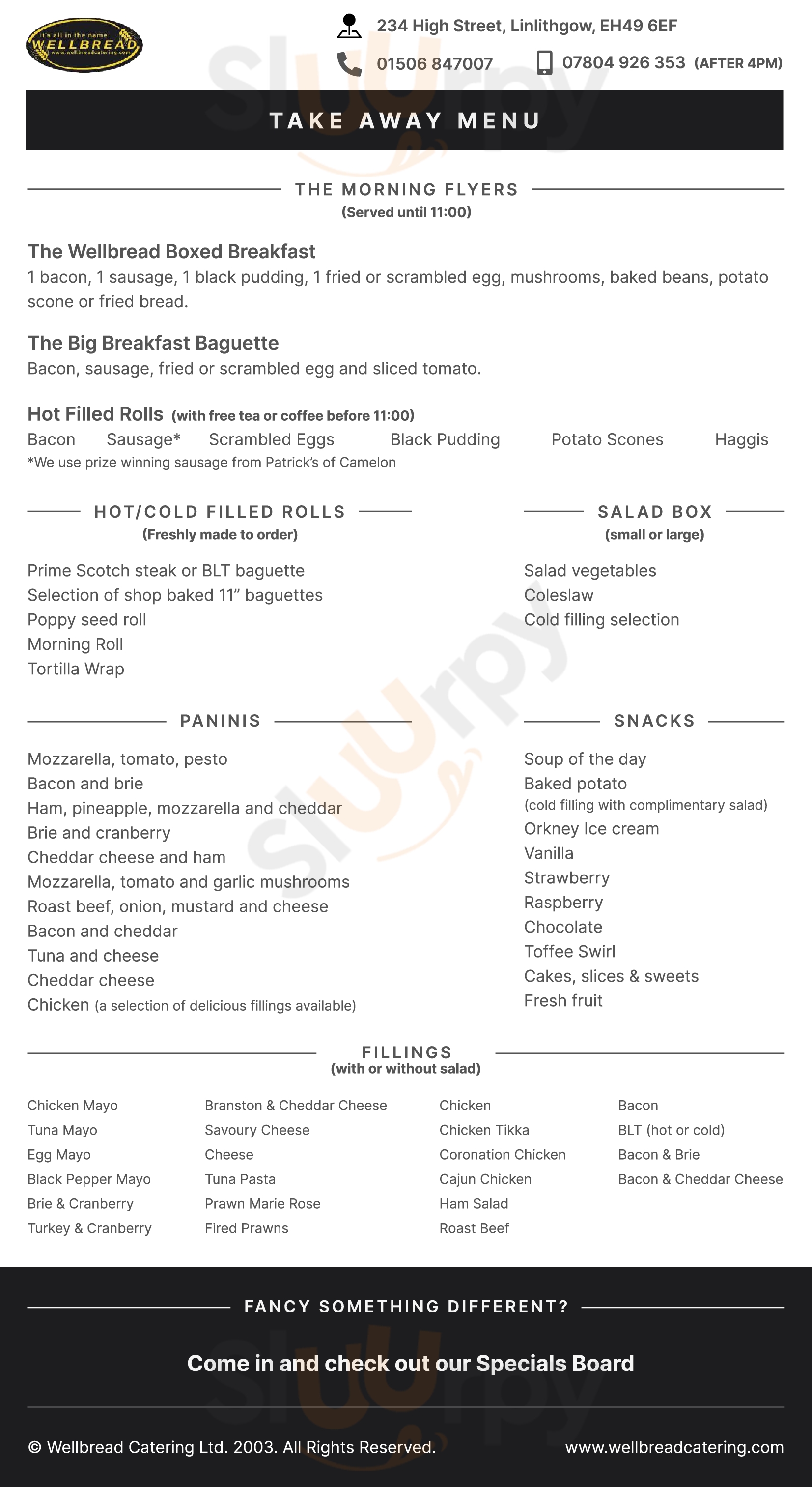 Main Menu - Wellbread