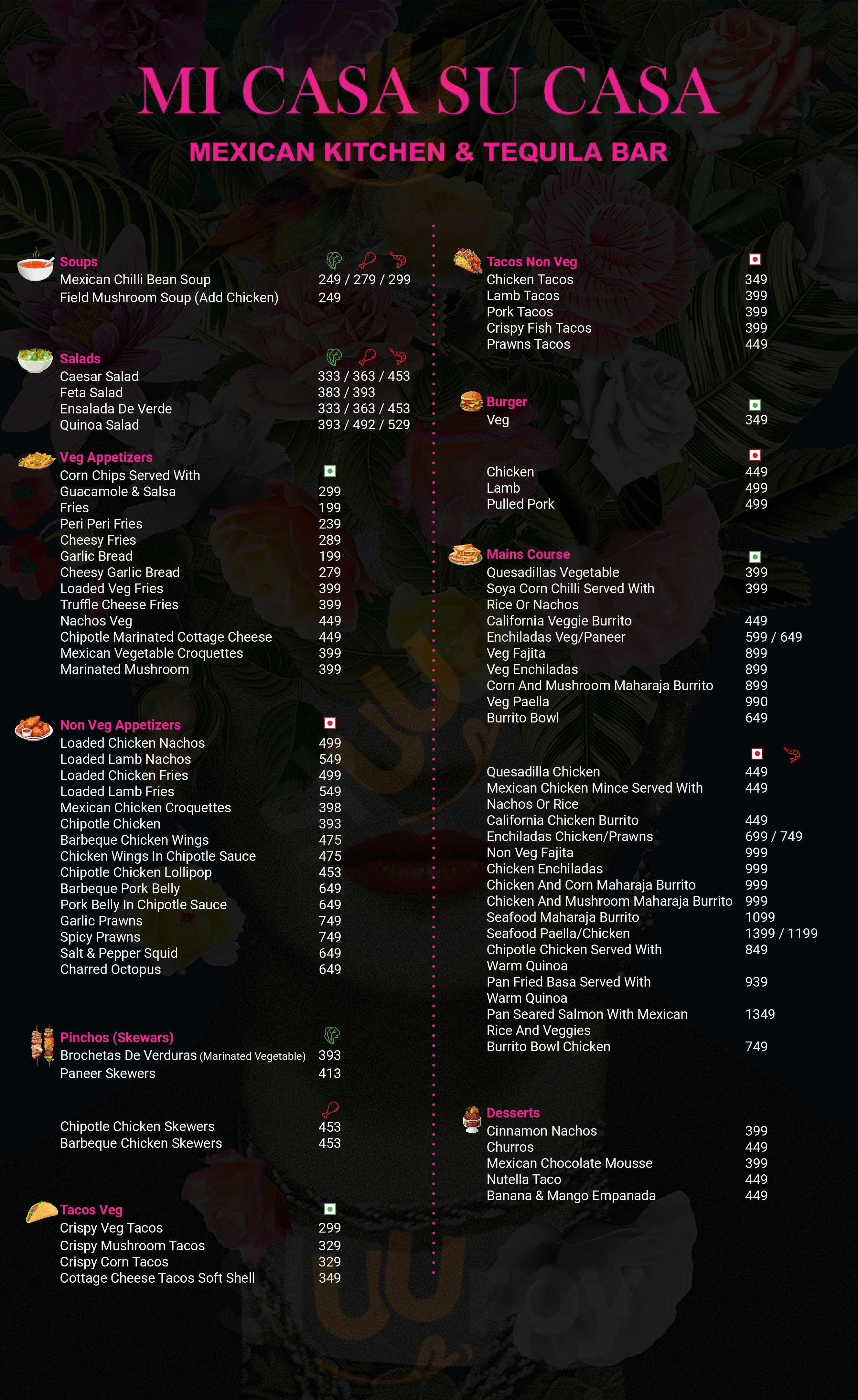 Mi Casa Su Casa - Mexican Kitchen & Tequila Bar Mumbai Menu - 1