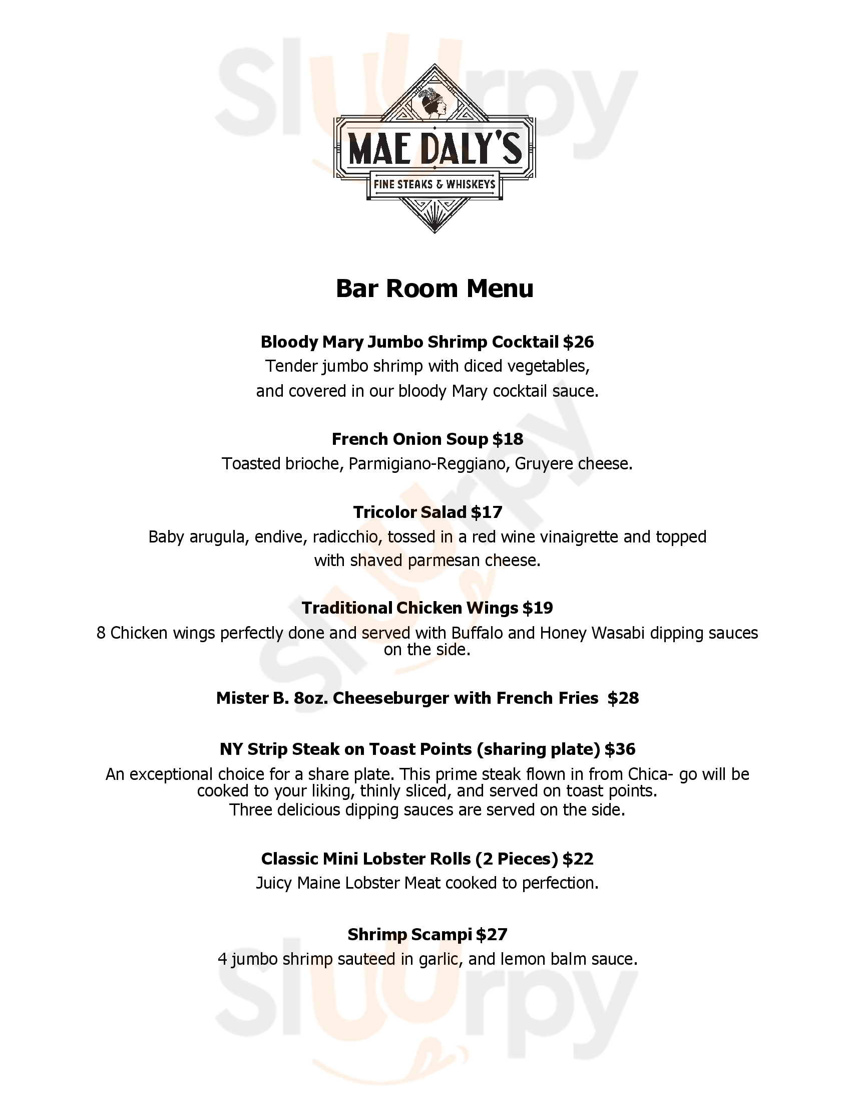 Main Menu - Mae Daly's