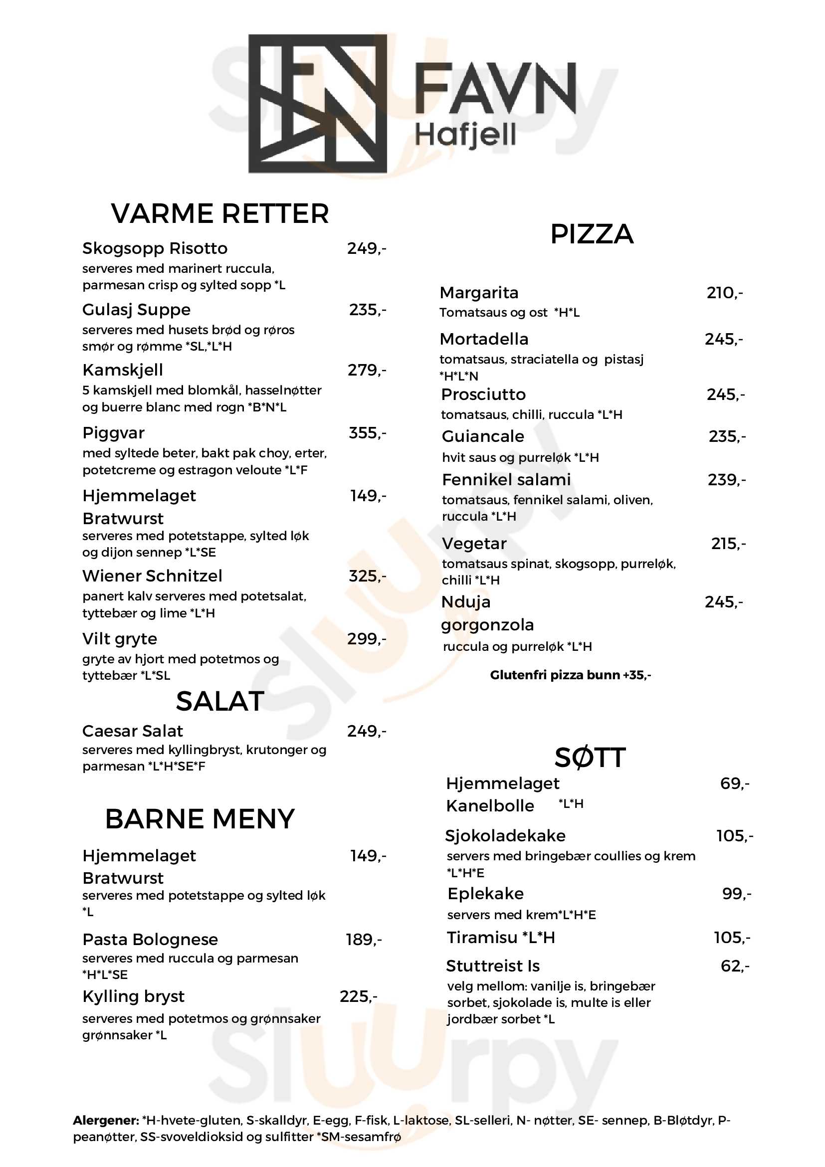 Favn Restaurant Hafjell Hafjell Menu - 1