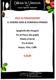 Menu su prenotazione