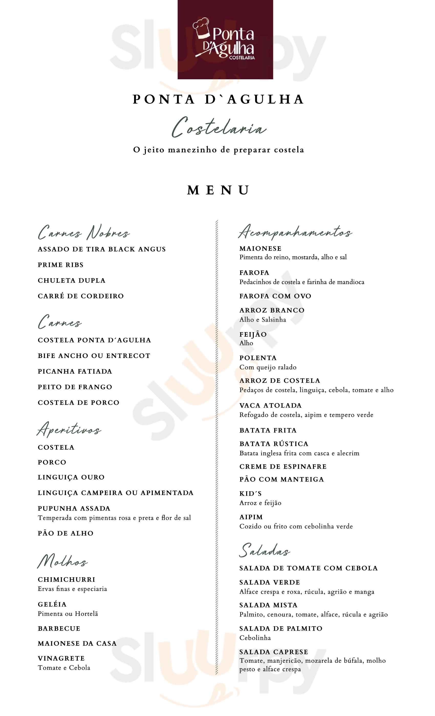 Ponta D’agulha Santo Antônio de Lisboa Menu - 1