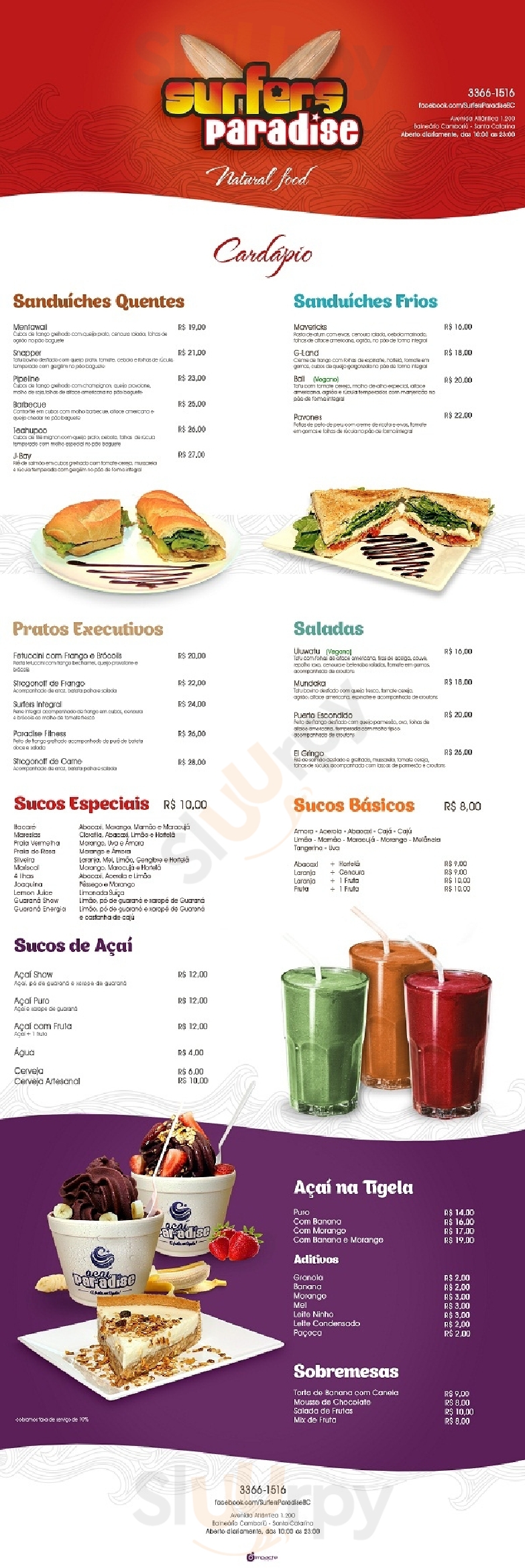 Surfers Paradise Balneário Camboriú Menu - 1