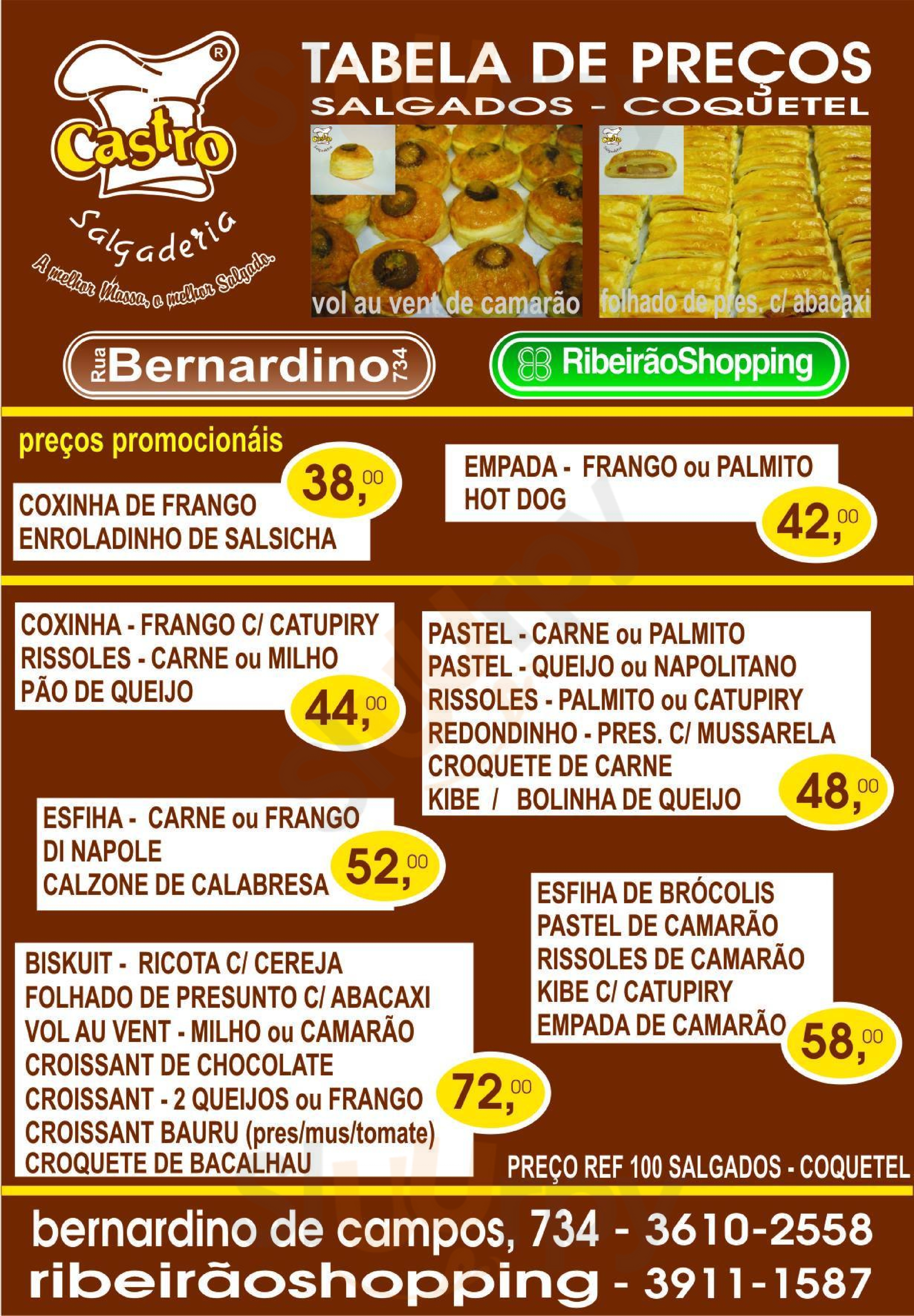 Castro Salgaderia Ribeirão Preto Menu - 1